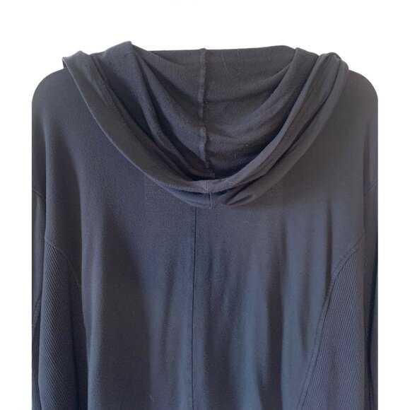 ATHLETA Black Nirvana Long Ribbed Sleeve Open-Front Knit Hoodie Cardigan Small - Picture 10 of 10
